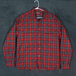 Simms Guide Shirt Mens Large Red Gray Plaid Outdoor Fishing Thermal Lined